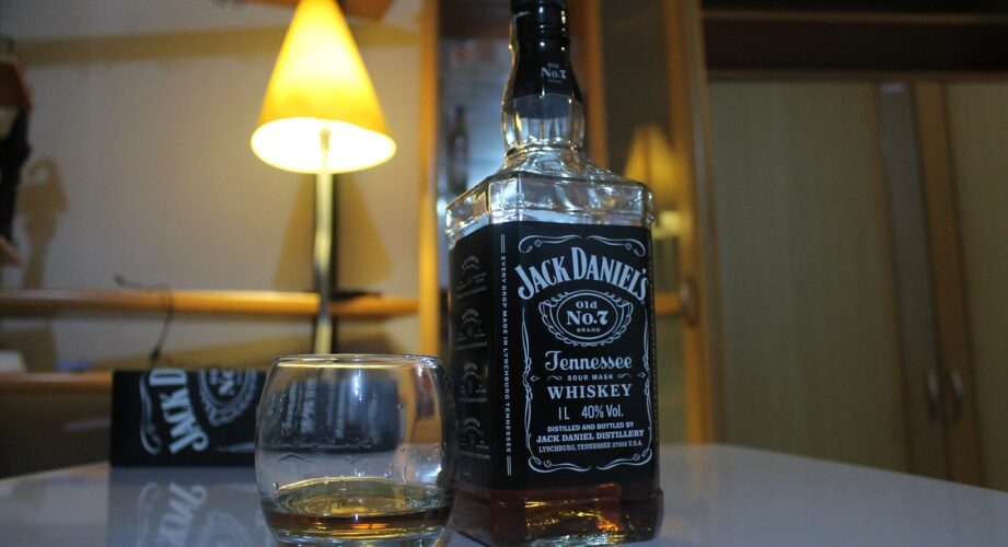 Whiskey bottle at home