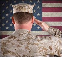 U.S. soldier saluting flag (iStock)
