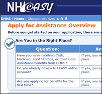 Online assistance application, N.H. (screenshot)