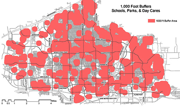 Plano, Texas, buffer zones (plano.gov)