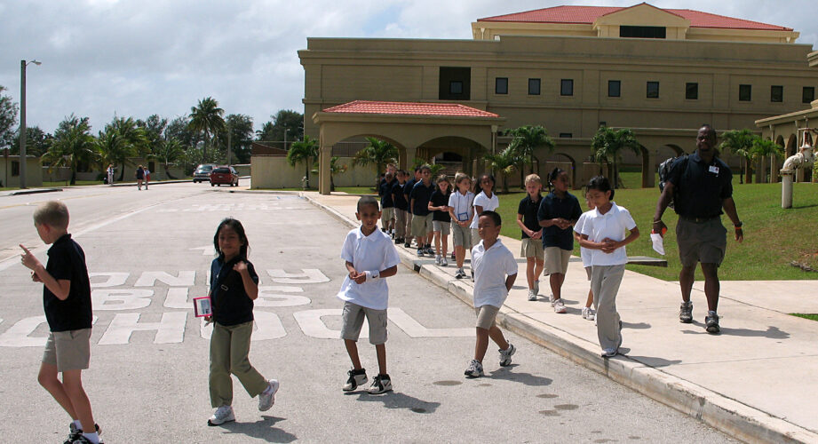 Students wearing school uniforms