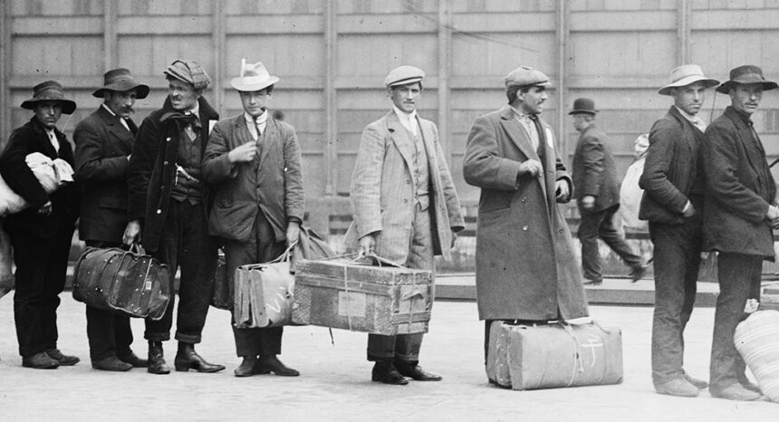 Immigrants at Ellis Island, c. 1900 (Library of Congress)