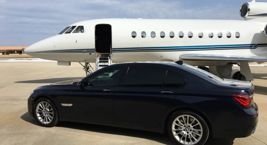 private jet and BMW