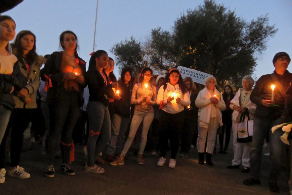Vigil for shooting victims at Marjory Stoneman Douglas High School in Parkland, Florida.
