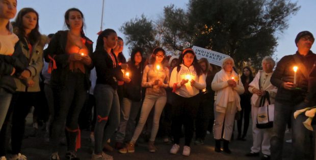 Vigil for shooting victims at Marjory Stoneman Douglas High School in Parkland, Florida.