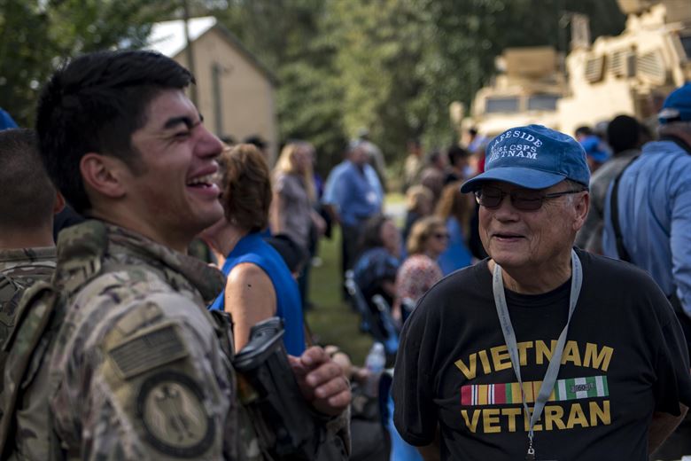 Veterans interacting at an event