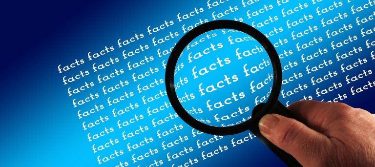 Fake news media research fact checking. Open source image https://journalistsresource.org/wp-content/uploads/2020/01/magnifying-glass-1607160_1280-768x342.jpg