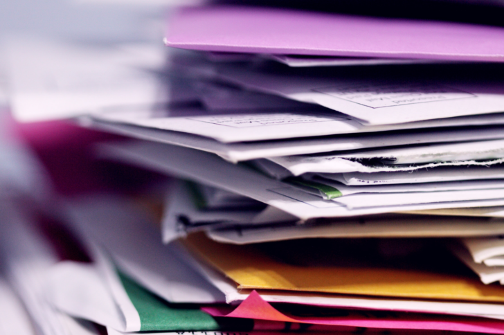 A colorful pile of papers.