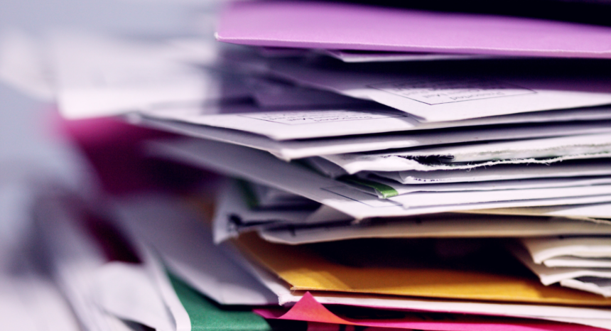 A colorful pile of papers.