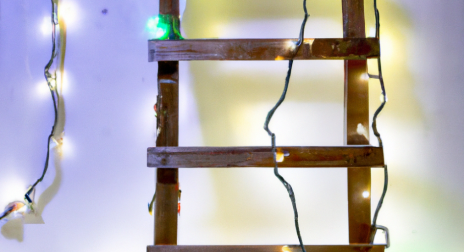 a ladder with christmas lights